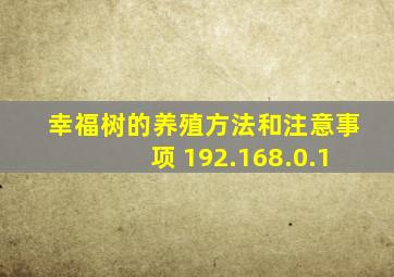 幸福树的养殖方法和注意事项 192.168.0.1